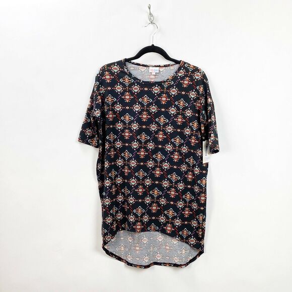 Lularoe XXS NWT Womens Unicorn Irma Black Aztec Print Tunic Top - Picture 1 of 7
